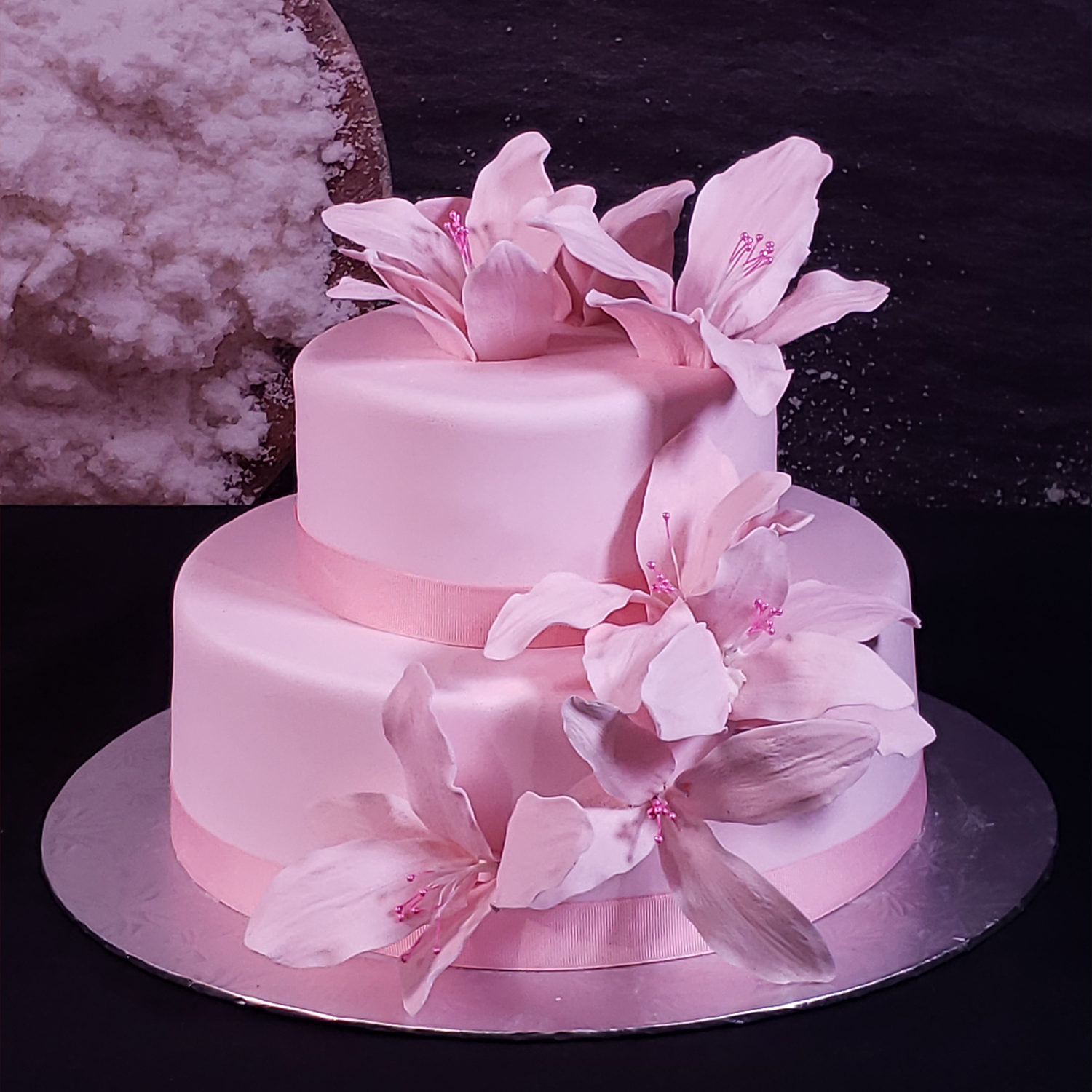 Pink Floral Wedding Cake