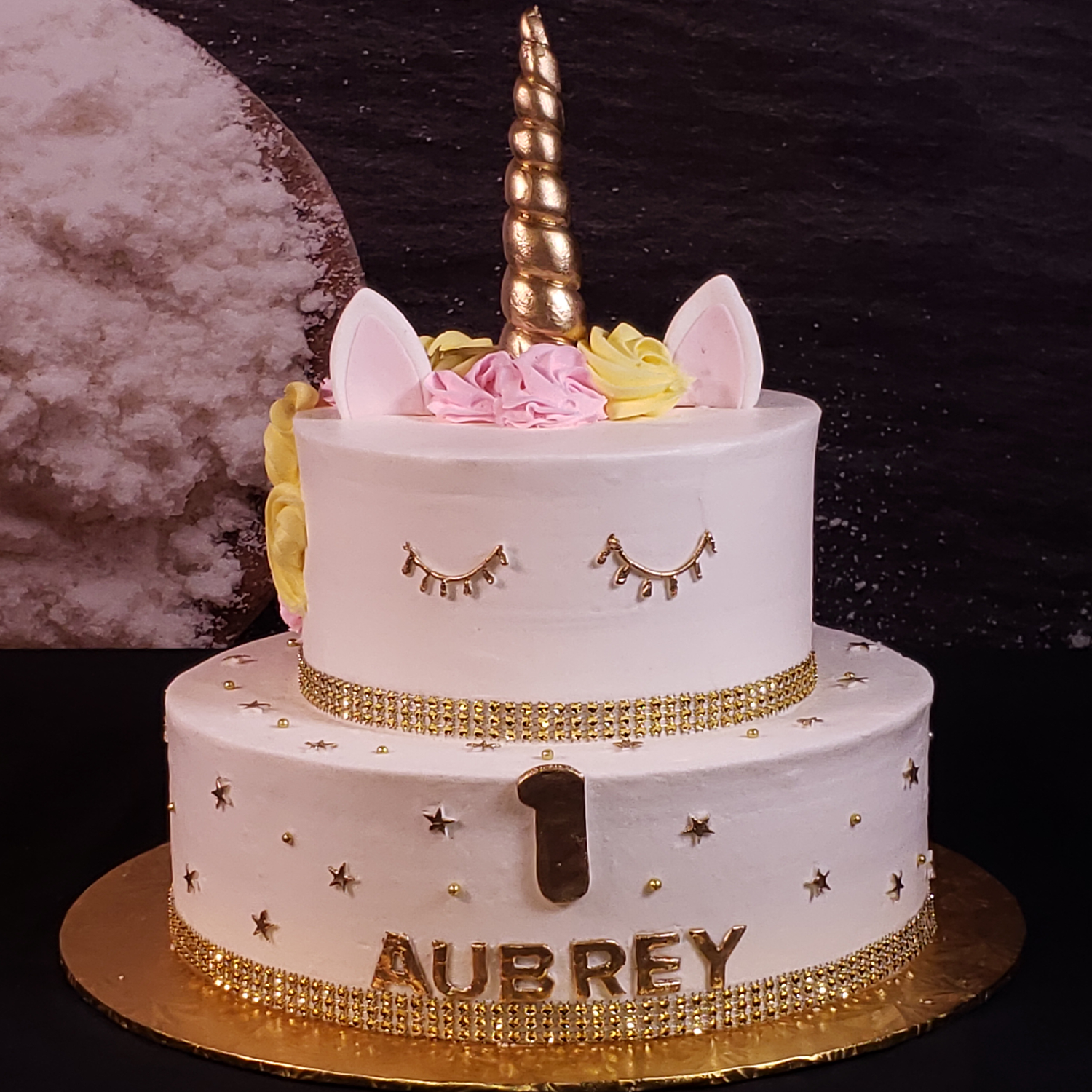 2 Tier Unicorn Gold Birthday Cake | Susie's Cakes