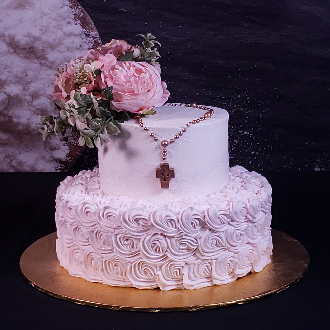 Cross with Rosettes Cake