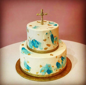 Gold Leaf with Cross Cake